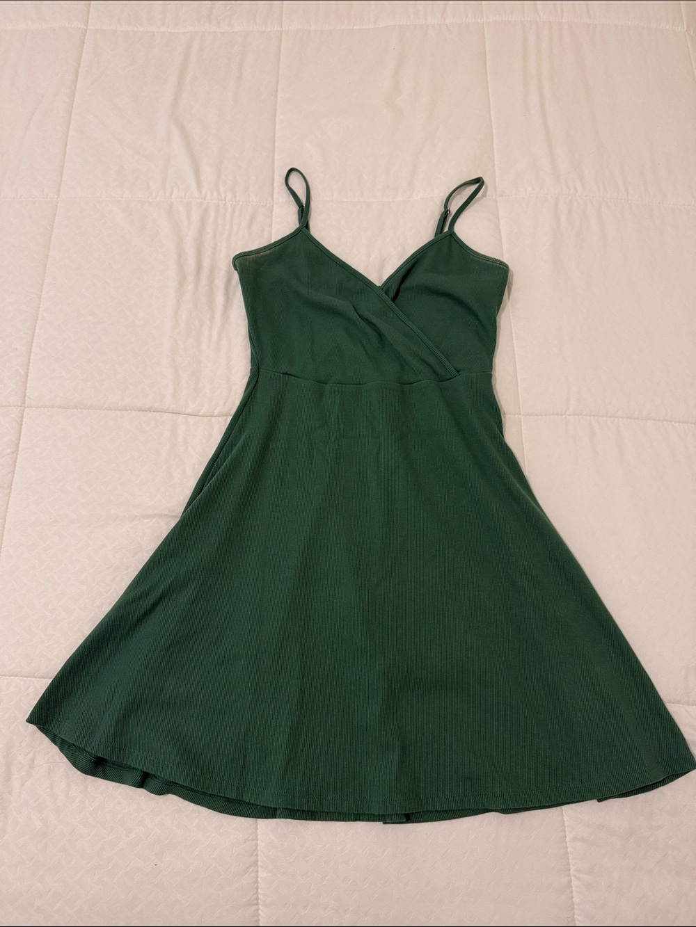 wild fable Emerald Green Wrap-Style Spaghetti Strap Mini Dress